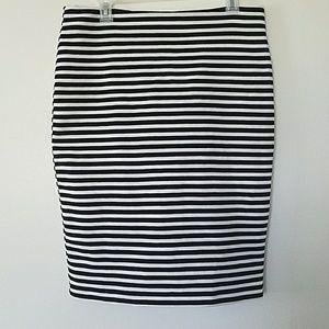 Striped midi pencil skirt